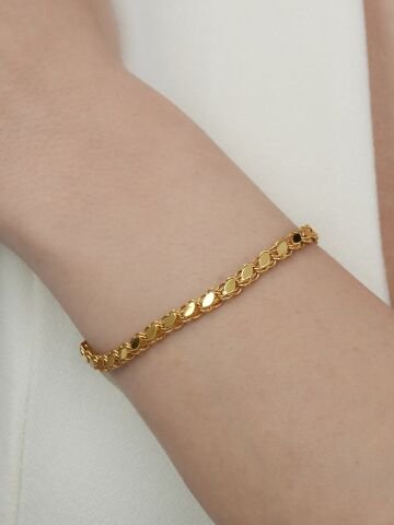 14 Ayar Altın Pullu Zincir Bileklik