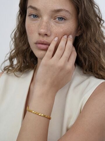 14 Ayar Altın Pullu Zincir Bileklik